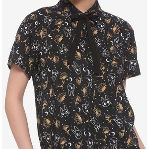 Her Universe Studio Ghibli Kiki's Delivery Service Jiji & Flowers Woven ButtonUp